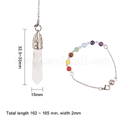 Chakra Natural & Synthetic Mixed Stone Pointed Dowsing Pendulums&nbsp;PALLOY-NB0001-10