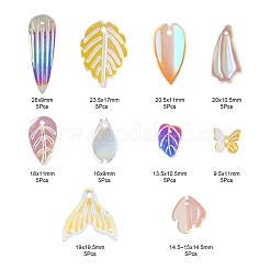 50Pcs 10 Style Transparent Spray Painted Glass Pendants&nbsp;GLAA-FS0001-07