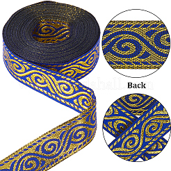 エスニック風刺繍ポリエステルリボン  ジャカードリボン  チロリアンリボン  服飾材料  フラット  ブルー  3/4インチ（20mm）  約7.66ヤード（7m）/ロール&nbsp;OCOR-WH0070-86B