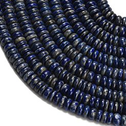 天然石ラピスラズリビーズ連売り  ロンデル  グレードAB  グレードAB  8.5x2.5~4.5mm  穴：0.6mm  約106~109個/連  15.87''（40.3センチメートル）&nbsp;G-H329-B01-5x8mm