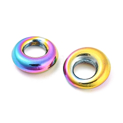 304ステンレススチールチャーム  リングチャーム  虹色  11x11x3.5mm  穴：5mm&nbsp;STAS-I202-28RC-B