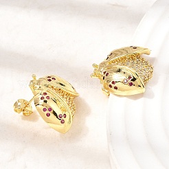 Brass Micro Pave Cubic Zirconia Stud Earrings&nbsp;EJEW-D355-02G-01