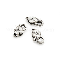 合金製カニカン  花  アンティークシルバー  25x14mm  穴：2mm&nbsp;PALLOY-KS0001-02