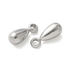 304ステンレススチールチャーム  ティアドロップチャーム  ステンレス鋼色  10x4mm  穴：1.6mm&nbsp;STAS-U037-18P