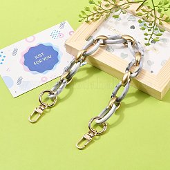 アクリルとスプレー塗装のccbプラスチックチェーンバッグハンドル  金合金スプリングゲートリングと亜鉛合金スイベルクラスプ付き  バッグストラップ用交換アクセサリー用  フローラルホワイト  40cm&nbsp;AJEW-BA00030-01