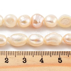 天然養殖淡水パールビーズ連売り  研磨両側  グレード2a+  ホワイト  7~8mm  穴：0.6mm  約20~22個/連  7.28''（18.5センチメートル）&nbsp;PEAR-P062-28E