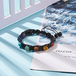 Round Natural & Synthetic Mixed Gemstone Braided Bead Bracelet&nbsp;BJEW-TA00131