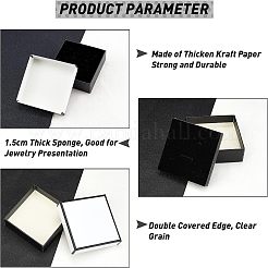 紙箱  スナップカバー  スポンジマット付き  アクセサリー箱  正方形  ホワイト  9.1x9.1x3.2cm&nbsp;CON-NB0001-65C