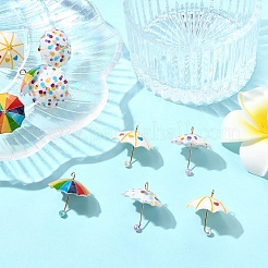3本3色レジンペンダント  黄金の鉄のパーツと  3d傘  ミックスカラー  19x22x22mm  穴：2mm  1pc /カラー&nbsp;CRES-YW0002-77