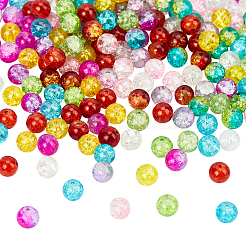 スプレー塗装された透明なクラックルガラスビーズ  ラウンド  ミックスカラー  8mm  穴：1.3~1.6mm  10色  20個/カラー  200個/箱&nbsp;CCG-PH0003-11A
