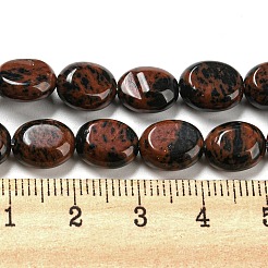 天然石マホガニーオブシディアンビーズ連売り  フラットオーバル  10x8x5.5mm  穴：0.8mm  約39個/連  15.47''（39.3センチメートル）&nbsp;G-M420-D01-01