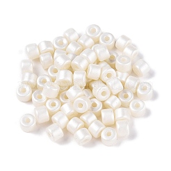 ベーキングペイント パールガラス シードビーズ  丸い穴  シリンダー  ホワイト  4x5.5mm  穴：1.8mm  約2500個/ポンド&nbsp;SEED-T008-03A
