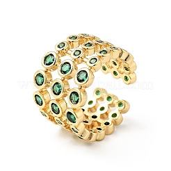 Micro Pave Green Cubic Zirconia Cuff Rings&nbsp;X-RJEW-G262-02G