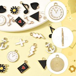 20個10スタイルアロイエナメルチャーム  ライトゴールド  混合図形  ミックスカラー  12.5~20x7~15x1~3mm  穴：1.2~2mm  2個/スタイル&nbsp;ENAM-FS0003-45