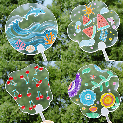 15Pcs 5 Styles Transparent PVC Hand Held Fan&nbsp;DIY-HS0002-27