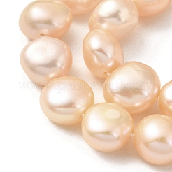 天然養殖淡水パールビーズ連売り  研磨両側  ライトサーモン  10~11mm  穴：0.5mm  約19個/連  6.89''（17.5センチメートル）&nbsp;PEAR-A006-11A