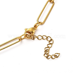 304ステンレススチールペーパークリップチェーンネックレス  カニカン付き  ゴールドカラー  16.53インチ（37.5cm）&nbsp;NJEW-M183-04G-A