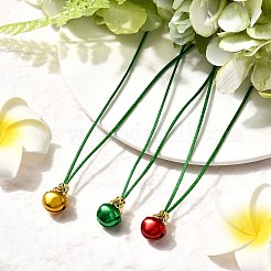 3Pcs 3 Styles Aluminum Christmas Bell Pendant Rattail Satin Cord Necklaces&nbsp;NJEW-JN05506-02