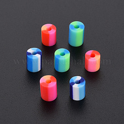固定混合3スタイル手作りポリマークレイビーズ  コラム  ミックスカラー  5x3.5~7mm  穴：1.8mm&nbsp;CLAY-S096-012I