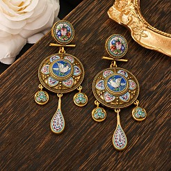 Alloy Enamel Stud Dangle Earrings&nbsp;FS-WG2C54F-01