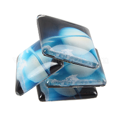 星空印刷されたガラスの正方形のカボション  ライトスカイブルー  10x10x4mm&nbsp;LS-X-GGLA-N001-10mm-D24