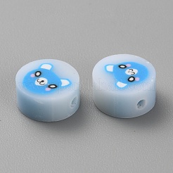 手作り樹脂粘土ビーズ  動物とフラットラウンド  クマ  10x4mm  穴：1.2mm  約1000個/袋&nbsp;CLAY-CJC0005-09D