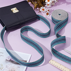5ヤードのポリエステルストライプジャカードリボン  洋服アクセサリー  プルシアンブルー  1-1/2インチ（38mm）&nbsp;OCOR-WH0078-287C