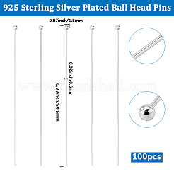 真鍮アイピン1セット  925銀メッキ  22ゲージ  50.5x1.8mm  100個/セット&nbsp;KK-BBC0024-34