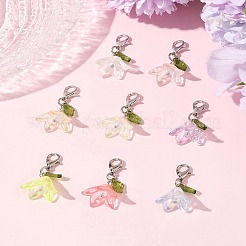 8色の花のアクリルペンダントデコレーション8個  合金製カニカン付き  ミックスカラー  30mm  1pc /カラー&nbsp;HJEW-FS00034-01