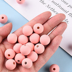 アクリルビーズ  ラバー加工スタイル  片穴  ラウンド  ライトコーラル  16mm  穴：3.5mm&nbsp;OACR-S039-05-52