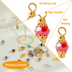 ガラスのペンダント  鉄パーツ  銀/黄金  ミックスカラー  18x8.5mm  穴：3x3.4mm  160個/セット&nbsp;PALLOY-FH00044