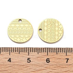 イオンプレーティング（IP）304ステンレススチールチャーム  フラットラウンドのチャーム  18KGP本金メッキ  14x1mm  穴：1.6mm&nbsp;STAS-G347-10G