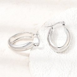 201ステンレススチールフープピアス（女性用）  プラチナ  26x18x6.5mm&nbsp;SA-CBA4A0D-08P
