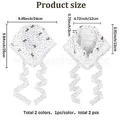 2Pcs 2 Styles Lace Triming Cloth Headbands for Women&nbsp;OHAR-CY0001-17