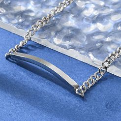 304ステンレススチールカーブチェーンリンクブレスレット  女性用・男性用IDブレスレット  ステンレス鋼色  8インチ（20.3cm）&nbsp;BJEW-A036-19P