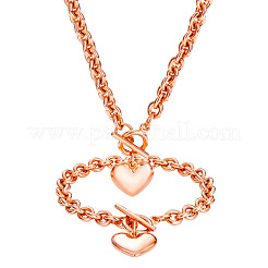 Heart Stainless Steel Pendant Necklaces & Charm Bracelets Sets&nbsp;FS-WG8EF15-03