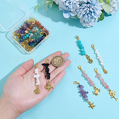 20Pcs Natural & Synthetic Gemstone Chips Pendant Decoration&nbsp;HJEW-PH02095