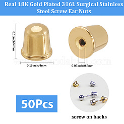 50Pcs 316L Surgical Stainless Steel Ear Nuts&nbsp;STAS-BBC0007-82