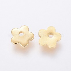 ステンレススチールチャーム201個  花  ゴールドカラー  6x6x1mm  穴：1mm&nbsp;STAS-L234-047A-G
