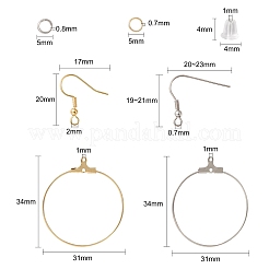 40Pcs 4 Styles 304 Stainless Steel Earring Hooks & Hoop Earring Findings&nbsp;STAS-CJ0002-38
