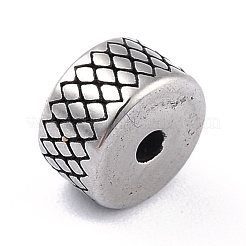 304ステンレススチールビーズ  チベットスタイル  テクスチャ  コラム  アンティークシルバー  8.5x5mm  穴：1.6mm&nbsp;STAS-I190-21AS