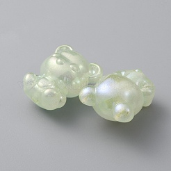 UVメッキアクリルビーズ  クマ  薄緑  21x17.3x13~13.5mm  穴：2.7mm&nbsp;PACR-CJC0005-01B