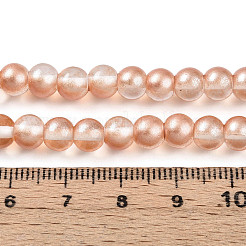 ベーキングペイント透明ガラスビーズ  ラウンド  ツートン  ダークサーモン  6~6.5mm  穴：1mm&nbsp;X1-DGLA-N011-6mm-04