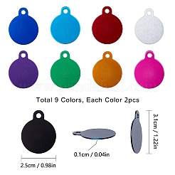 アルミ製ペンダント  空白タグのスタンプ  フラットラウンド  ミックスカラー  31x25x1mm  穴：3mm&nbsp;ALUM-SC0001-03