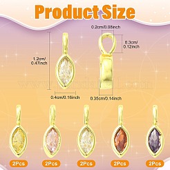 10Pcs 5 Colors Horse Eye Brass Micro Pave Cubic Zirconia Charms&nbsp;KK-FS0002-13A