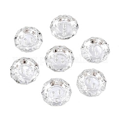 アクリルラインストーンボタン  2穴  多面カット  フラットラウンド  クリスタル  18.5x18x6.5mm  穴：1mm&nbsp;BUTT-J003-01