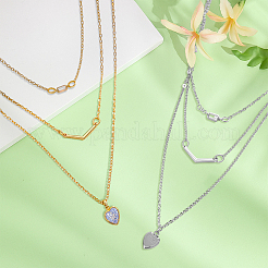 4Pcs 2 Colors Alloy Crystal Rhinestone 3 Layered Necklaces&nbsp;NJEW-HY0001-25B