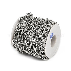 304ステンレススチール楕円リンクチェーン  溶接されていない  スプールで  ステンレス鋼色  13.5x10x2mm  約16.40フィート（5m）/ロール&nbsp;CHS-C017-07P