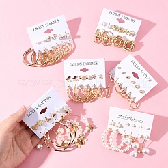 6Sets 6 Styles Alloy & Rhinestone Earring Sets for Women&nbsp;EJEW-FS0001-26