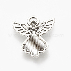 合金のチベット風チャーム  天使  カドミウムフリー＆鉛フリー  アンティークシルバー  26x23x2.5mm  穴：1.5x4mm&nbsp;X-TIBE-Q075-64AS-LF